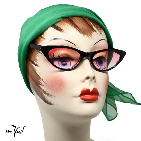 Black Cat Eye Sunglasses Tinted Pink Lens Cool 50s Style Retro Shades - Hey Viv - Picture 1 of 3